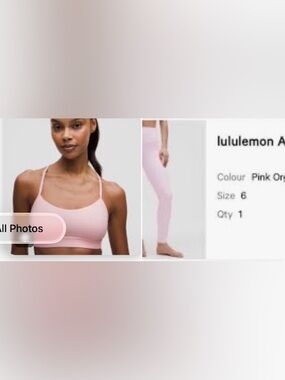 lululemon athletica Pink organza set size 6 align legging flow y Sports Bra